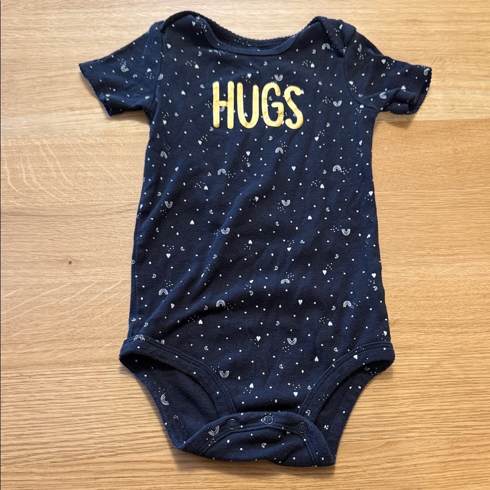 Carter's Navy Bodysuit with Yellow 'HUGS' Print